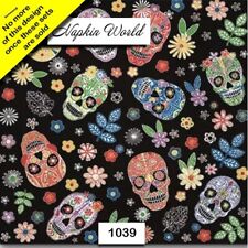 (1039) TWO Individual Paper Luncheon Decoupage Napkins - SUGAR SKULLS HALLOWEEN  picture