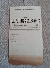1894 P. J. Potter & Co., Bankers Deposit Slip. Bowling Green, Kentucky picture