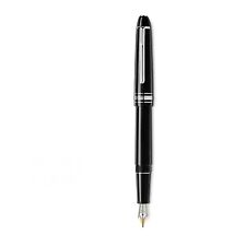New authentic Montblanc Meisterstuck platinum fountain pen w/h leather pen pouch picture