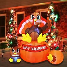 Thanksgiving Turkey Pumpkin Airblown Inflatable Decor LED Blow Up Autumn Fall picture