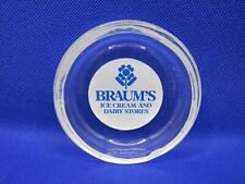 Vintage Braum's Ice Cream nnd Dairy Stores Clear Glass Advertising Ashtray NICE picture