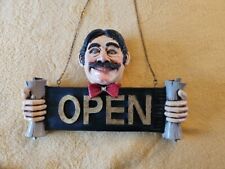 PETER MOOK STYLE Sign OPEN & CLOSED HANG UP MAN CAVE BAR STORE 16x11 Inches picture