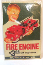 1998 Texaco Licensed Tin Sign Boy with Fire Engine 15 3/4
