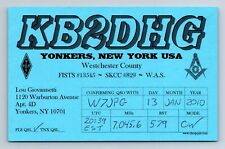 Vintage Ham Radio Amateur QSL QSO Postcard KB2DHG Yonkers New York 2010 picture