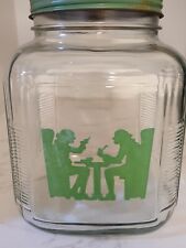 Anchor Hocking Green Tavern Silhouette Colonial Dressed Tavern Glass Jar Read picture