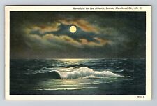 Morehead City NC- North Carolina, Moonlight On Ocean, Vintage Chrome Postcard picture