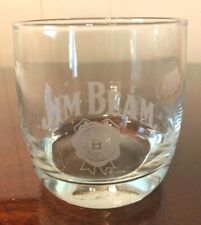Jim Beam Round Etched Bourbon Whiskey Alcohol Bar Rocks Low Ball Glass  picture