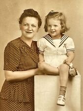 WF Photograph Color Tinted 1942 Girl Mother Photo  picture