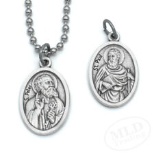 Saint Peter & St Paul Reversible Medal Pendant Necklace Italy w 24