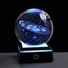 3D Solar System Crystal Ball with LED Colorful Lighting Touch Base, Solar System picture