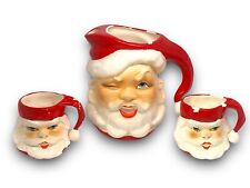 Rare Vintage Winking 😜 (Drinking?) Santa Pitcher & Mugs Napco Ceramics  🎅 picture