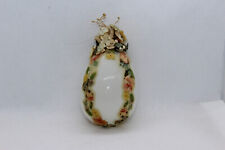 RARE Antique Victorian Milk Glass Blown Easter Egg FANCY DECORATED FLOWERS DECAL picture