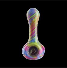 Eyce Hand Pipe Spoon Silicone Oraflex Floral 4.25”, Cotton Candy picture