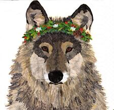 (2) Two Paper Beverage Napkins for Decoupage/Mixed Media - Glacier Wolf picture