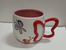 Starbucks 2007 Butterfly Wing Red Handle Pink Inside Coffee/Tea Mug Collectible  picture