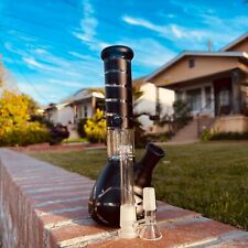 9''Hookah Glass Water  Bong Thick Bubbler Percolator Beaker Black with 14mm Bowl picture