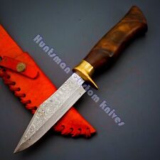 Rare Custom Made 12'' long Forged Damascus Skinner cum BOWIE W/wooden Block Grip picture
