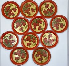 Vintage 1960’s Tin Litho Drink Coasters, Set of 11, Strawberry Design,  picture