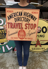 Antique Vintage Old Style Sign Travel Stop Made in USA picture