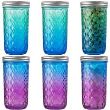 6 Pack Colored Mason Jars, 20 oz Glass Canning Jars with Airtight Lids, Glass... picture