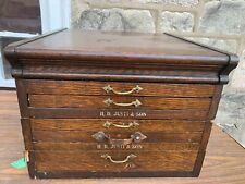 RARE H.D. Justi & Son Antique Solid Oak Chest 6 Drawer Dentistry Cabinet 16.5x18 picture
