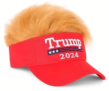 President Donald TRUMP 2024 Red Trumpy Visor Hat w/Gold Hair MAGA Ships From USA picture