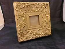 Vtg Heavy Ornate Gold Textured Wood Photo Picture Frame 8x8x1.5 holds 3x3 photo picture