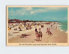 Postcard Sun & Surf Bathers Enjoy Lovely Clearwater Beach Florida USA picture