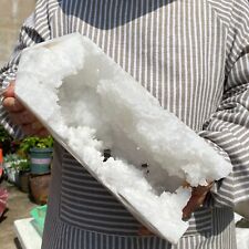 10.5lb Huge White Geodes Agate Sparkling Quartz Crystals Tower Rough Healing picture