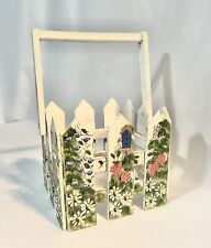 Wooden Beautifully Painted Picket Fence Container, Flower Pot Planter /used picture