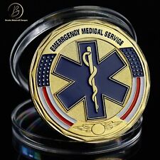 Gold EMS Emergency Medical Service Prayer Coin picture