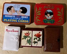 Vintage Playing Card Lot (7 Decks) ~Hershey’s~Coca Cola Tins, Pencil, Score Pads picture
