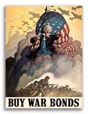 1940s “Buy War Bonds” Uncle Sam WWII Historic War Poster - 24x32 picture