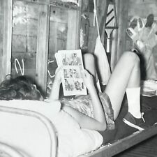SC Photograph Young Woman Reading Comic Book Cabin 1961 Camp Naomi Raymond Maine picture