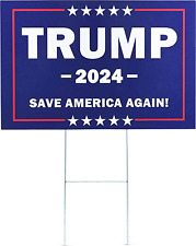 Donald Trump 2024 Yard Sign save America Again Sign with Metal Stake, 16