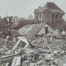 Galveston Texas Hurricane Wreckage Great Storm of 1900 Topsy-Turvy Stereoview picture