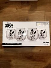 Joyjolt Disney MICKEY MOUSE CONSTRUCTIVE Stemless Wine Drinking Glasses Set Of 4 picture