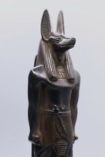 ANCIENT EGYPTIAN STATUE ANTIQUES ANUBIS GOD DEITY EGYPT BLACK STONE BC picture
