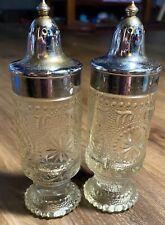 VTG Salt Pepper Shaker Set Clear American Concord Daisy Star Brockway Glass Co picture