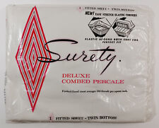 Vintage Surety Deluxe Combed Percale Sheet Fitted Twin Bottom USA - NEW picture