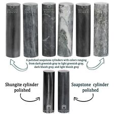 Shungite and Soapstone Harmonizers Set of 2 Natural Authentic Cylinders, Tolvu picture