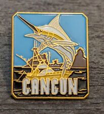 Cancun, Mexico Marlin, Boat, Ocean Design Vintage Travel/Souvenir Lapel Pin picture