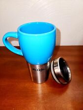 Mr. Coffee Teal Blue Ceramic/Stainless Travel Mug Cup Tumbler with Lid Very Nice picture