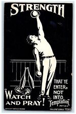 c1905 Man Exercise Strength Temperance Religious Unposted Antique Postcard picture