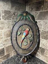 Vintage 1980’s, Rare Ceramic And Metal Oval Parrot Art Decor picture