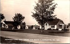 Real Photo Postcard Mountain Lake View Cabins U.S. Route 7 in Charlotte, Vermont picture