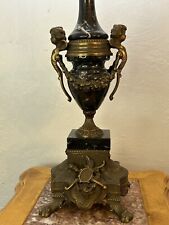 Vtg Neoclassical  Italian Bronze & Marble Cherubs Table Lamp- No Shade picture