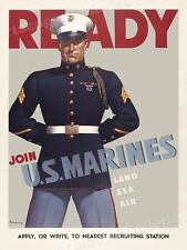 Ready Join the U.S. Marines - WW2 Historic Marine Recruiting Poster - 24x32 picture