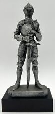 Vintage Medieval Knight in Suit of Armor with Sword Plastic Figure Wood Base picture
