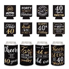 12 Pack Neoprene Can Cooler Sleeves for 40th Birthday Party, Cheers to 40 Years picture